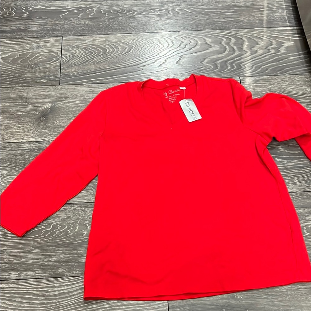 Catherines Red Boxy Polo Sweatshirt 3/4 Sleeve